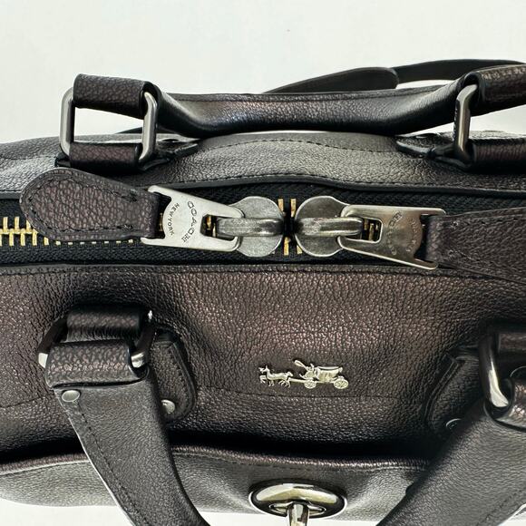 COACH Rhyder Leather Satchel Tote Bag Metallic Two-Tone Bronze Carryall 33739 - Picture 8 of 15